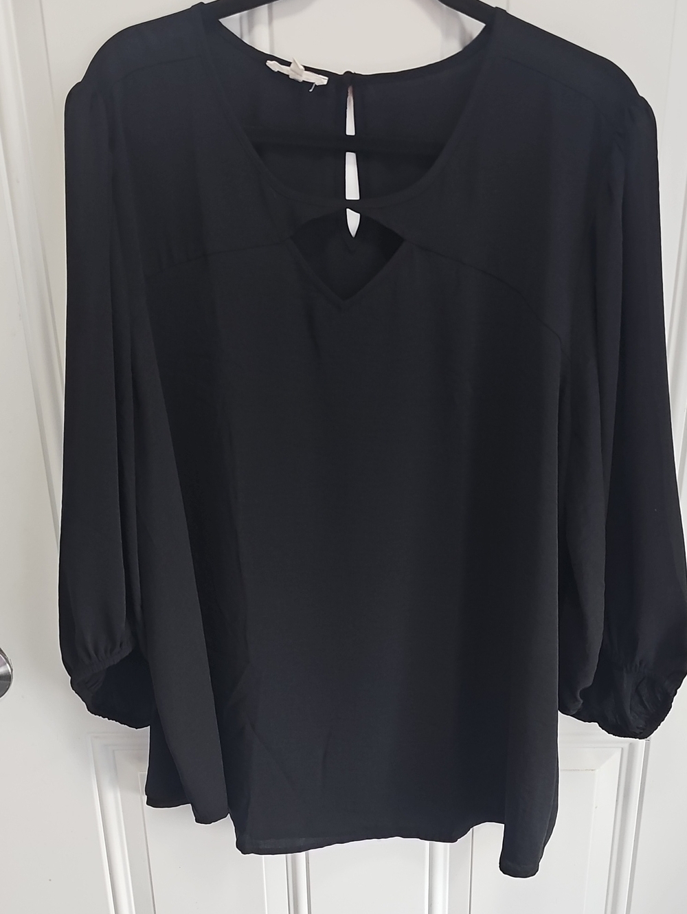 Maurices Black Long-Sleeve Keyhole Blouse
